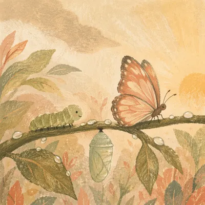 Caterpillar Chrysalis Butterfly Dawn Transformation