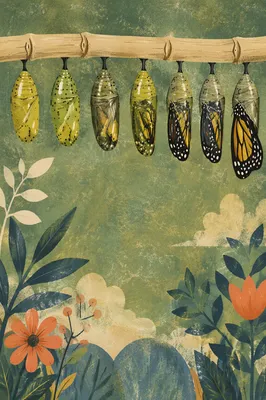 Butterfly Chrysalis Transformation in Gentle Light