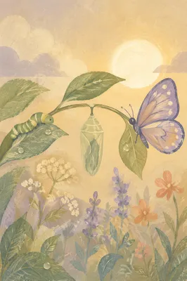Caterpillar to Butterfly Sunrise Transformation Sequence