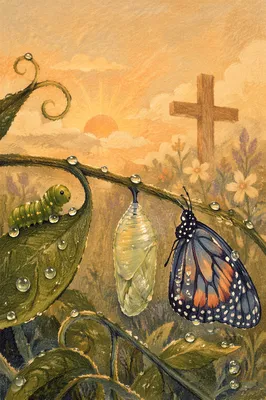 Caterpillar Butterfly Transformation in Chapel Garden