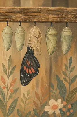 Butterfly Emerging From Chrysalis Row