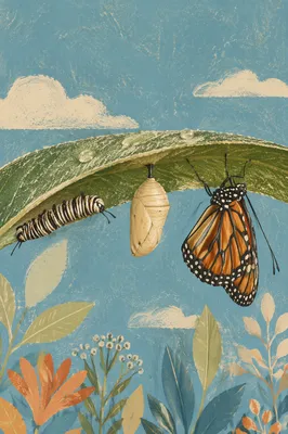 Caterpillar Chrysalis Butterfly Renewal Macro