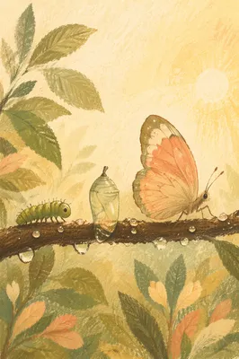 Caterpillar Butterfly Transformation at Dawn