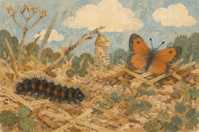 Caterpillar Butterfly Transformation in Earthy Nature