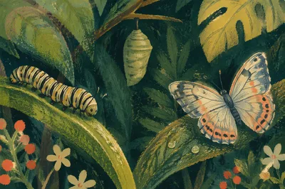 Caterpillar to Butterfly Renewal Among Leaves