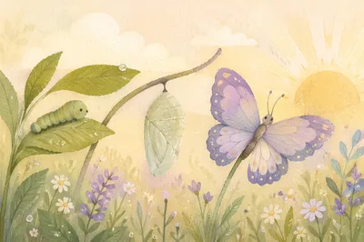 Caterpillar to Butterfly Renewal at Sunrise