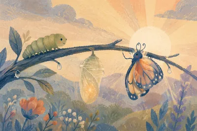 Caterpillar to Butterfly Dawn Transformation