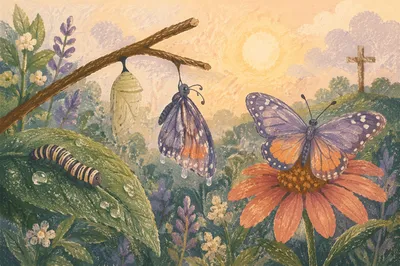 Butterfly Transformation in Dawn Garden