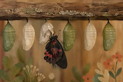 Butterfly Emerging from Chrysalis in Renewal