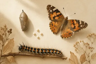 Hopeful Butterfly Transformation Lifecycle Flat Lay