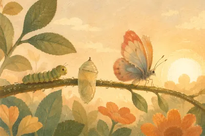 Caterpillar Butterfly Transformation at Dawn