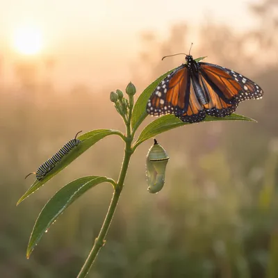 Caterpillar Butterfly Transformation at Golden Dawn