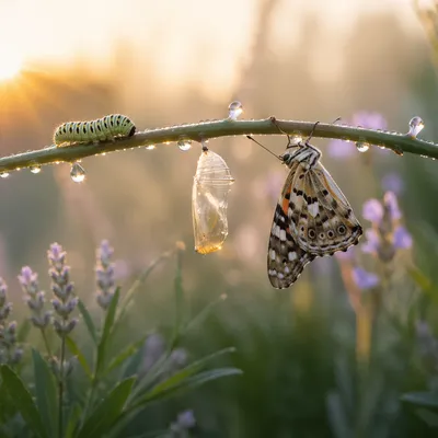 Caterpillar to Butterfly Dawn Transformation