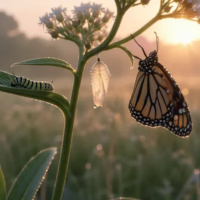 Caterpillar to Butterfly Dawn Transformation