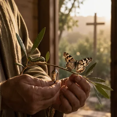 Caterpillar Butterfly Transformation in Chapel Sunrise