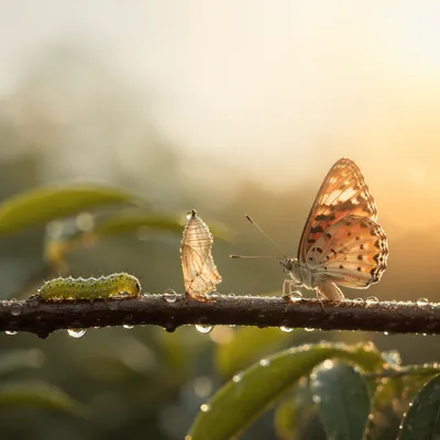 Caterpillar to Butterfly Dawn Transformation