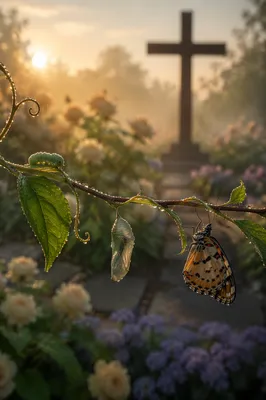Butterfly Transformation in Chapel Garden Dawn