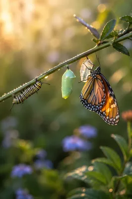Caterpillar to Butterfly Metamorphosis on Branch