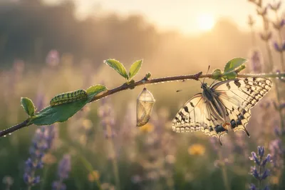 Caterpillar to Butterfly Sunrise Transformation