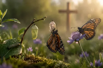 Butterfly Transformation in Dawn Garden