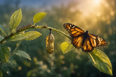 Caterpillar to Butterfly Sunrise Transformation