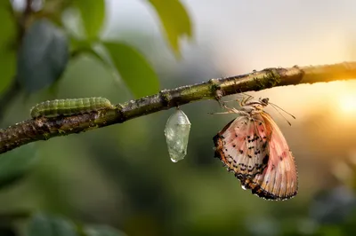 Caterpillar Chrysalis Butterfly Dawn Transformation