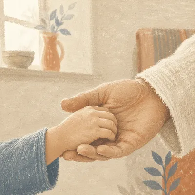 Child Hand Holding Adult Hand in Trust