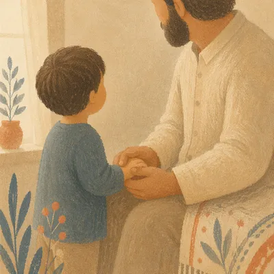 Child Trusting Adult Hands in Warm Light