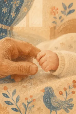 Newborn Hand Holding Adult Finger in Trust
