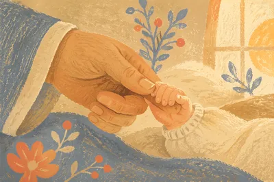Newborn Hand Holding Adult Finger
