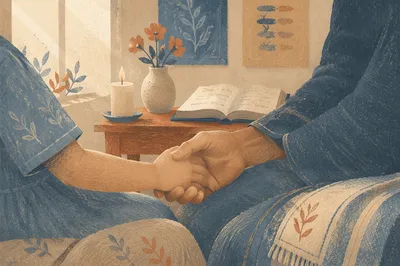 Child Holding Adult Hand in Prayer Corner