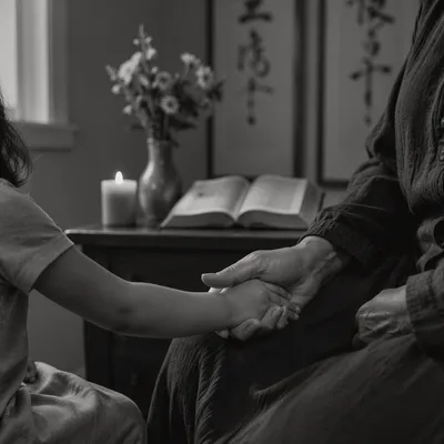 Child Trusting Adult Hand in Prayer Corner