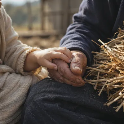 Trusting Child Holding Weathered Adult Hand
