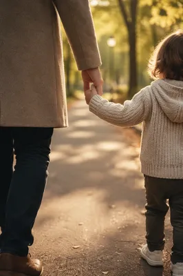 Child Holding Adult Hand in Park