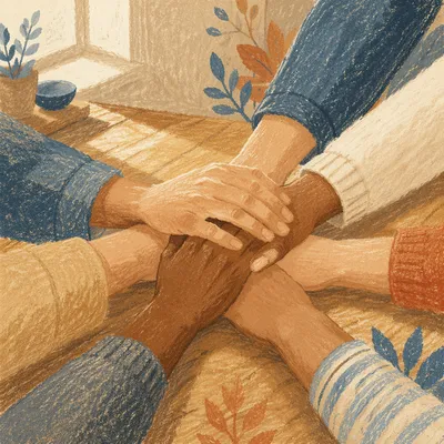 Diverse Hands Stacked in Quiet Unity
