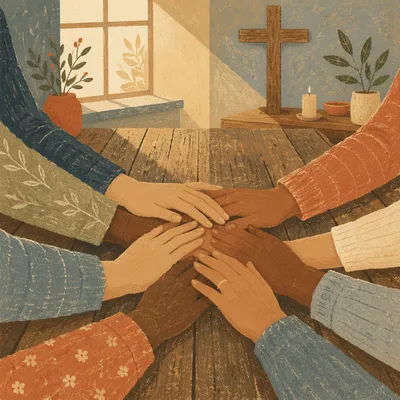 Diverse Hands United in Chapel Prayer
