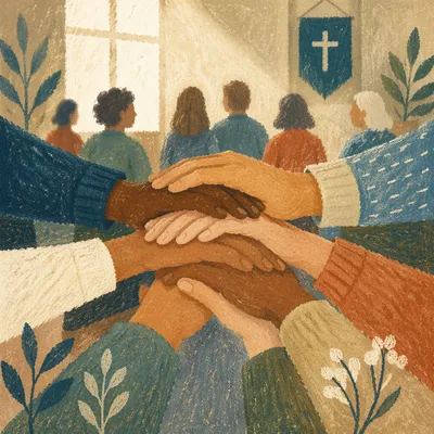 Diverse Hands United in Church Fellowship