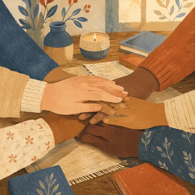 Diverse Hands Joined in Prayerful Unity