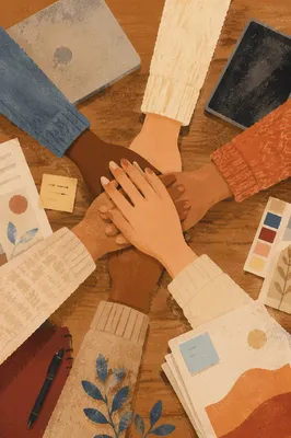 Diverse Hands Stacked in Warm Unity