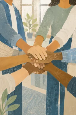 Diverse Hands Stacked in Unity