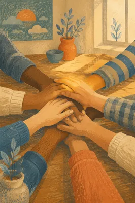 Diverse Hands Stacked in Quiet Unity