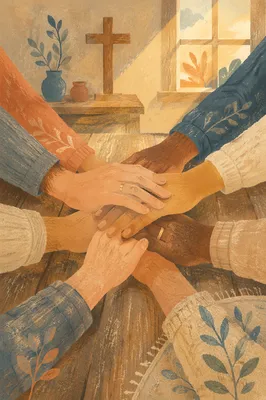 Diverse Hands United in Chapel Prayer