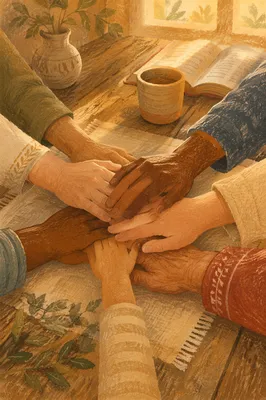 Many Hands Joined in Prayerful Unity