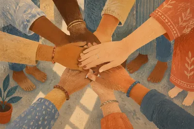 Diverse Hands Stacked in Unity