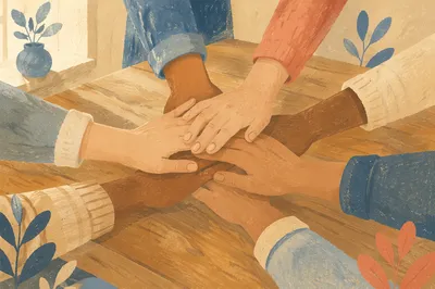 Diverse Hands Stacked in Quiet Unity