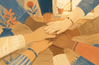 Diverse Hands Stacked in Unity Circle