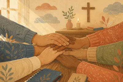 Diverse Hands United in Church Fellowship