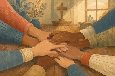Diverse Hands United in Chapel Prayer