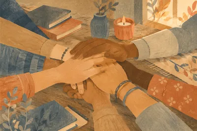 Diverse Hands United in Prayerful Reconciliation
