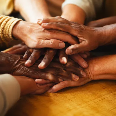 Many Hands Stacked in Unity